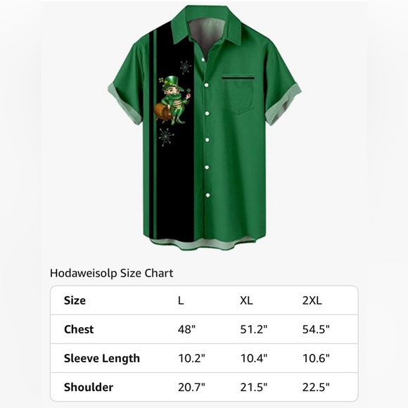 Leprechaun Graphic Green Button-Up Shirt – XL - Picture 3 of 9